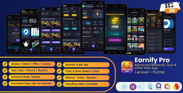 Earnify Pro – Advanced Rewards, Quiz, Game & Offer Wall App